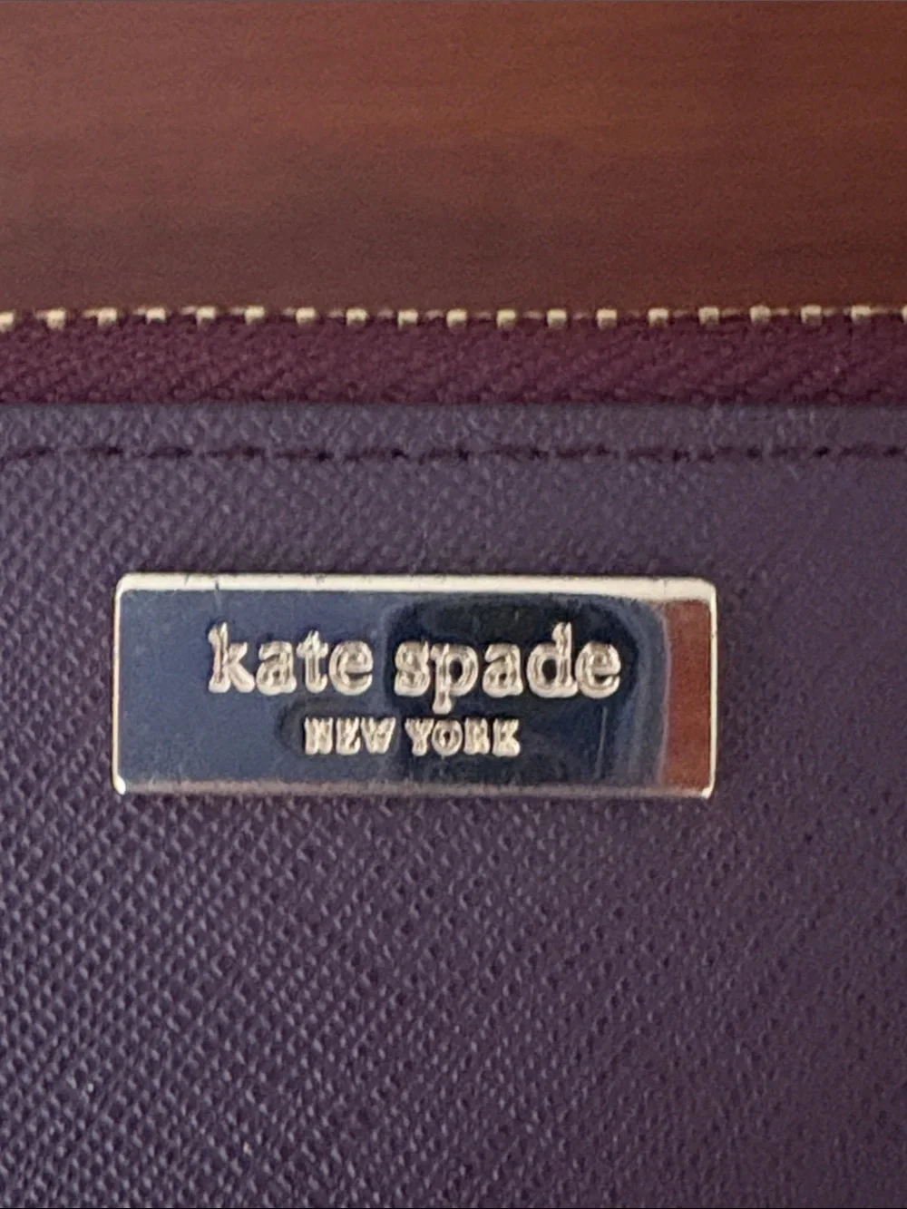 Kate Spade NY Laurel Way Neda Saffiano Burgundy Leather Zip Continental Wallet